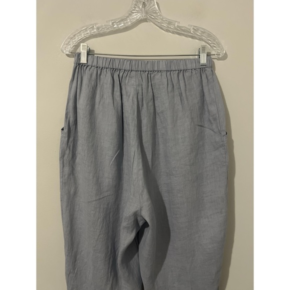 Flax Pants Women’s Medium Blue Linen Pull On Boho Lagenlook - Picture 7 of 14
